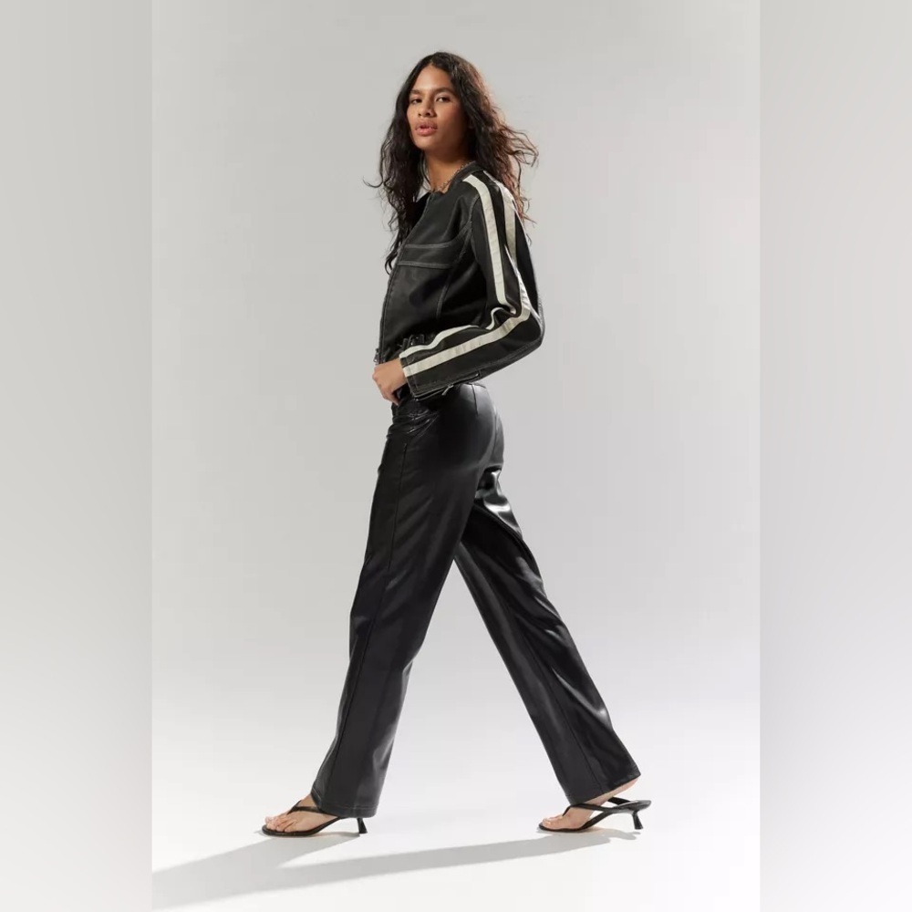 NWT Silence + Noise Sydney Faux Leather Moto Pant in Black Size 4 - Picture 1 of 5